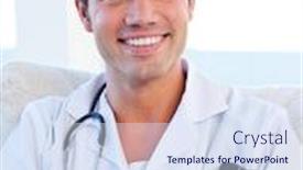  Presentation with staff - Beautiful PPT theme featuring charismatic doctor having a break in the staff room backdrop and a sky blue colored foreground