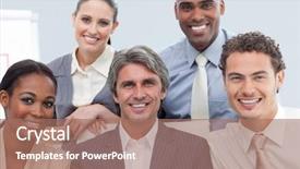  Presentation with international business - Audience pleasing theme consisting of charismatic international business people using backdrop and a coral colored foreground