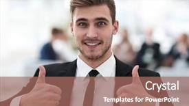  Presentation with successful - PPT layouts having charismatic leader - successful businessman showing thumbs up background and a coral colored foreground
