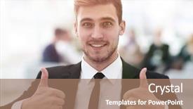  Presentation with success successful courageous successful - Presentation theme having charismatic leader - successful businessman showing thumbs up background and a coral colored foreground