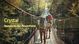  Presentation with crossing bridge - Presentation theme having charismatic leader - travelers crossing through hanging bridge background and a tawny brown colored foreground