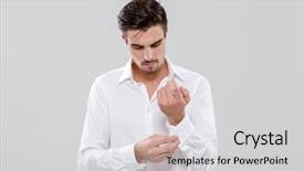  Presentation with ready - Amazing PPT theme having charismatic leader - young attractive handsome man getting backdrop and a  colored foreground