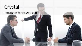  Presentation with employee performance review appraisal - Presentation design with charismatic person - angry boss points an incompetent background and a white colored foreground