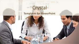  Presentation with team meeting - Amazing slide deck having charismatic person - beautiful manager speaking with her backdrop and a cream colored foreground