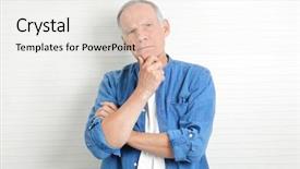  Presentation with rays of light - Amazing PPT theme having charismatic senior man on light backdrop and a sky blue colored foreground