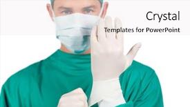  Presentation with surgical gloves - Presentation theme consisting of charismatic surgeon wearing surgical gloves background and a sky blue colored foreground