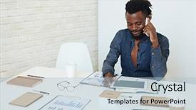  Presentation with african american weddig - PPT theme with charismatic young african american businessman background and a light blue colored foreground