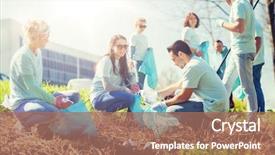  Presentation with charity - Slide set with charity cleaning people and ecology background and a coral colored foreground