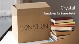  Presentation with donation - Slides with charity-donation-and-volunteering-concept background and a tawny brown colored foreground