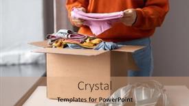  Presentation with donation - Presentation theme with charity-donation-and-volunteering-concept background and a coral colored foreground