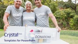 Presentation with family day - PPT theme consisting of charity event - happy family volunteer smiling background and a sky blue colored foreground