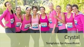  Presentation with breast cancer awareness - Audience pleasing presentation consisting of charity event - smiling women running for breast backdrop and a  colored foreground