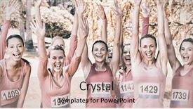  Presentation with breast cancer pills - Slides featuring charity event - smiling women running for breast background and a coral colored foreground