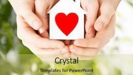  Presentation with family holding hands - Slide set with charity real estate and family background and a yellow colored foreground