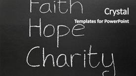  Presentation with new testament - PPT theme with charity three christian virtues background and a dark gray colored foreground