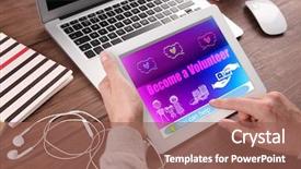  Presentation with mastermind 3d rendering text - PPT layouts consisting of charity website - woman using tablet with text background and a violet colored foreground