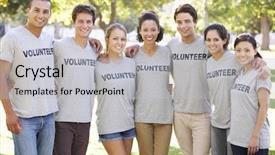  Presentation with volunteer - Amazing slide set having compassion - volunteer group clearing litter backdrop and a light gray colored foreground