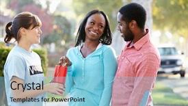  Presentation with sponsorship - Audience pleasing slides consisting of charity worker collecting sponsorship backdrop and a light blue colored foreground