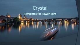  Presentation with prague - Colorful theme enhanced with charles-bridge-in-sunset-time backdrop and a ocean colored foreground