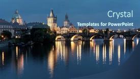  Presentation with czech republic - Presentation theme with charles-bridge-in-sunset-time background and a ocean colored foreground