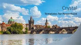  Presentation with prague - Presentation theme featuring charles-bridge-prague-czech-republic background and a light blue colored foreground