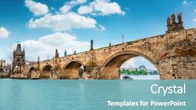  Presentation with czech republic - Presentation theme featuring charles bridge prague czech republic background and a seafoam green colored foreground