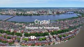  Presentation with aerial - Cool new slide deck with charles river aerial view panorama with boston midtown city skyline and cambridge district backdrop and a ocean colored foreground