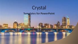  Presentation with boston - Presentation theme having charles river at dawn background and a teal colored foreground