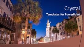  Presentation with charleston - PPT theme with charleston-south-carolina-usa-cityscape background and a navy blue colored foreground