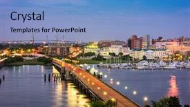  Presentation with charleston - PPT layouts enhanced with charleston south carolina usa skyline background and a light blue colored foreground