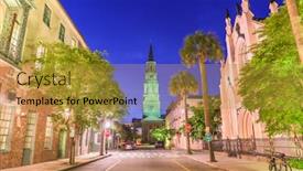  Presentation with charleston - Cool new PPT theme with charleston-south-carolina-usa-view backdrop and a gold colored foreground