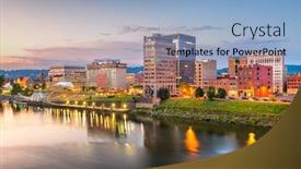  Presentation with charleston - PPT theme featuring charleston-west-virginia-usa-downtown background and a light blue colored foreground