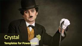  Presentation with actor - Presentation theme having charlie chaplin actor background and a wine colored foreground