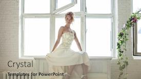  Presentation with hair dress - Amazing presentation design having charming beautiful young red hair backdrop and a mint green colored foreground