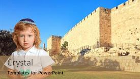  Presentation with jerusalem - PPT theme featuring charming-blond-little-boy and a coral colored foreground