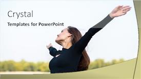  Presentation with nature river - Slide deck consisting of charming-brunette-girl-smiling background and a cool aqua colored foreground