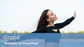  Presentation with nature river - Slide set consisting of charming-brunette-girl-smiling background and a teal colored foreground