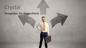  Presentation with three - Cool new presentation theme with charming-businessman-in-doubt-choosing backdrop and a light gray colored foreground