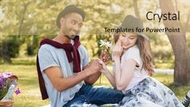  Presentation with catholic couple silhouette of young - Audience pleasing theme consisting of charming chamomile - cute young couple sitting backdrop and a coral colored foreground
