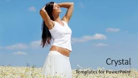  Presentation with chamomile - Slides with charming chamomile - image of happy female enjoying background and a  colored foreground