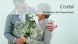  Presentation with half white and half bright coloured - PPT theme with charming chamomile - mature husband presenting his better background and a  colored foreground