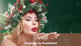  Presentation with christmas magic - Amazing theme having charming-christmas-girl-blows-snow backdrop and a coral colored foreground