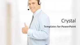 Presentation with customer service - Cool new theme with charming customer service representative with headset backdrop and a white colored foreground