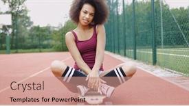  Presentation with knee - Cool new presentation theme with charming-ethnic-model-in-knee backdrop and a coral colored foreground