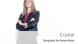  Presentation with fashion - PPT theme with charming-fashion-model-holding-hand background and a white colored foreground