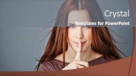  Presentation with keeping covenant god - Slide deck with charming female looking at camera while keeping her forefinger by lips background and a gray colored foreground
