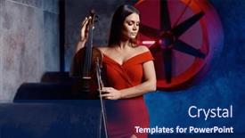  Presentation with camera - Presentation with charming-female-violinist-posing background and a navy blue colored foreground