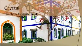  Presentation with floral - Colorful presentation theme enhanced with charming-floral-streets-of-puerto backdrop and a coral colored foreground