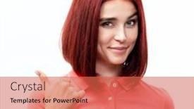  Presentation with pink white - PPT theme featuring charming-ginger-young-woman-wearing background and a red colored foreground