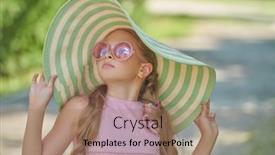  Presentation with hair dress - Theme featuring charming-girl-child-with-wavy background and a coral colored foreground